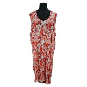 WOMAN WITHIN Women Plus Size 6X Floral Maxi Dress Crew Neck Sleeveless 115A